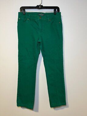 LRL Ralph Lauren Jeans Womens Petite Size 6 Cotton Green Modern Straight Leg
